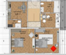 1-2-Familienhaus mit 2 Garagen und Terrasse, aufteilbar in bis zu 6 Apartments in Neef, Mosel - Aufteilungsvorschlag OG