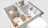 1-2-Familienhaus mit 2 Garagen und Terrasse, aufteilbar in bis zu 6 Apartments in Neef, Mosel - Auftelungsvorschlag OG 3D