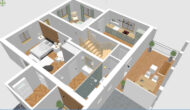 1-2-Familienhaus mit 2 Garagen und Terrasse, aufteilbar in bis zu 6 Apartments in Neef, Mosel - Aufteilugsvorschlag EG 3D