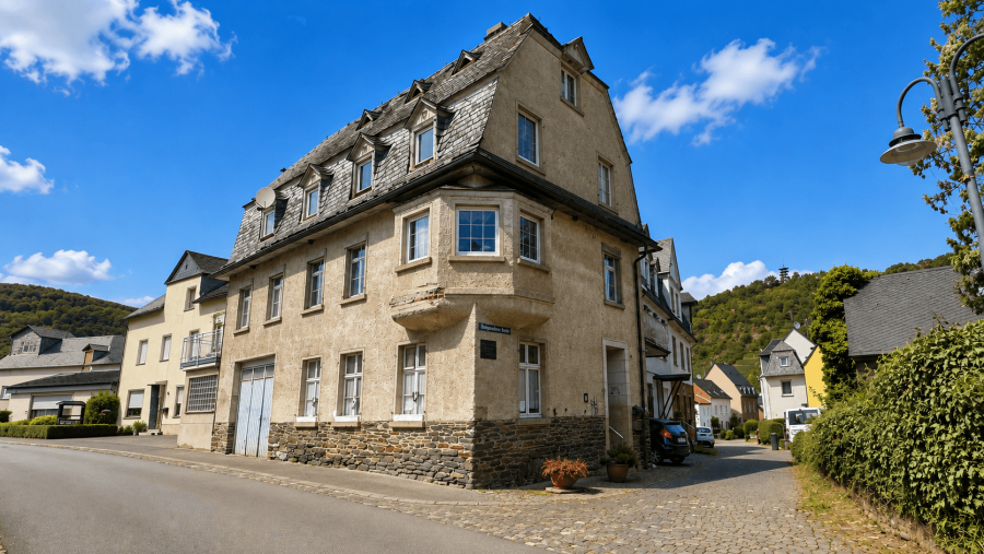 Einfamilienhaus mit Garage, und 2 Terrassen im Ortskern von Pünderich, 56862 Pünderich, Einfamilienhaus